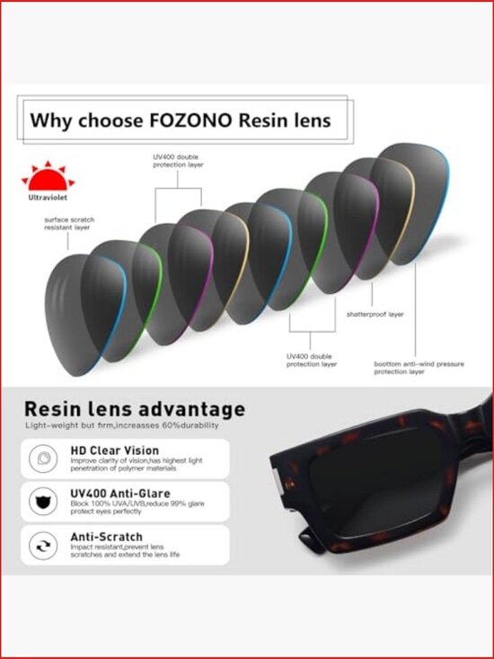 Retro 90s Chunky Square Sunglasses UV400 Protection Unisex Rectangle Shades main image 5